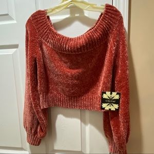 Cliche’ off the shoulder crop sweater.